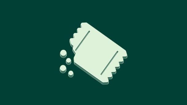 Bílý Balíček Pepř Ikona Izolované Zeleném Pozadí Grafická Animace Pohybu — Stock video