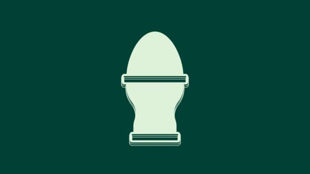 White Chicken Egg Stand Icon Isolated Green Background Video Motion — Stock Video