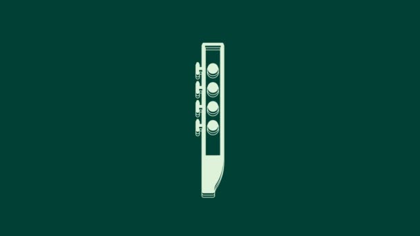 Biała Ikona Flet Izolowane Zielonym Tle Instrumenty Muzyczne Animacja Graficzna — Wideo stockowe