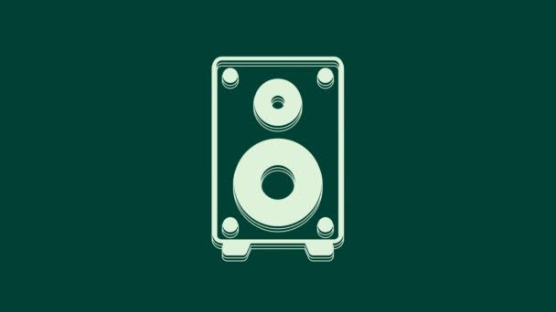 Vit Stereo Högtalare Ikon Isolerad Grön Bakgrund Högtalare För Ljudsystem — Stockvideo