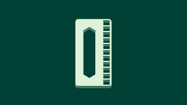 白色的口琴图标孤立在绿色背景上 音乐乐器 4K视频运动图形动画 — 图库视频影像
