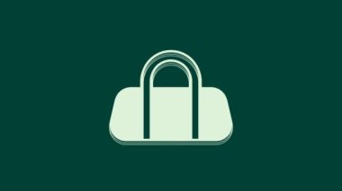 Yeşil arkaplanda beyaz spor çanta simgesi izole edildi. 4K Video hareketli grafik canlandırması.