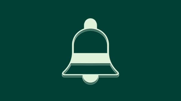 White Ringing Bell Εικονίδιο Απομονώνονται Πράσινο Φόντο Συναγερμός Καμπάνα Υπηρεσίας — Αρχείο Βίντεο