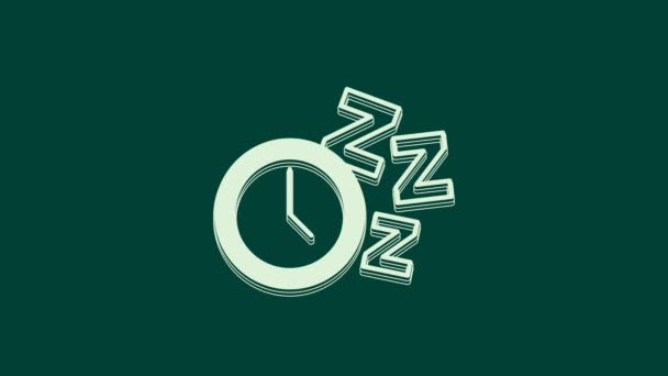 White Alarm Clock Icon Isolated Green Background Wake Get Concept — Stock Video