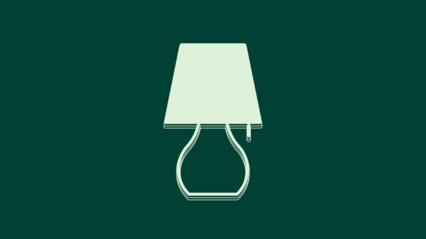 White Table Lamp Icon Isolated Green Background Night Light Video — Stock Video