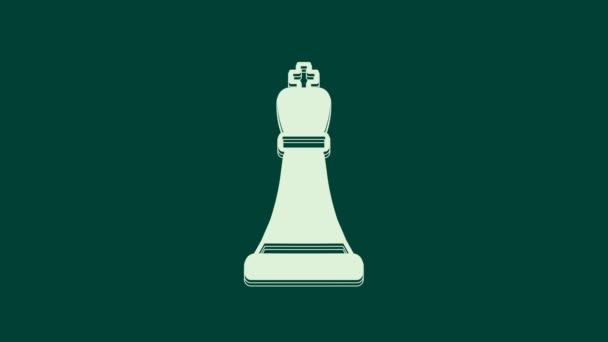 Білий Шаховий Ікон Ізольований Зеленому Фоні Стратегія Бізнесу Гра Менеджмент — стокове відео