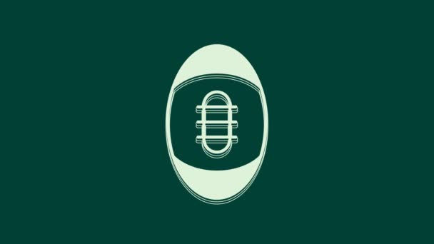 Λευκό Αμερικανικό Ποδόσφαιρο Μπάλα Εικονίδιο Απομονώνονται Πράσινο Φόντο Εικονίδιο Ράγκμπι — Αρχείο Βίντεο
