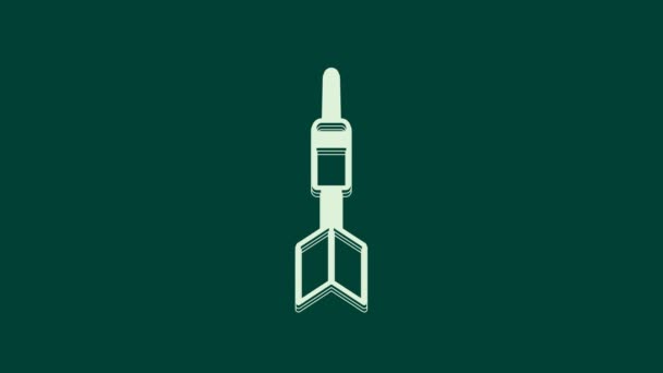 Icono Flecha Dart Blanco Aislado Sobre Fondo Verde Animación Gráfica — Vídeos de Stock