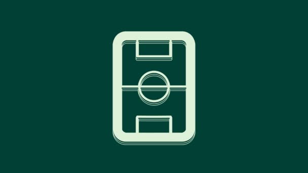 Icono Fútbol Blanco Campo Fútbol Aislado Sobre Fondo Verde Animación — Vídeos de Stock