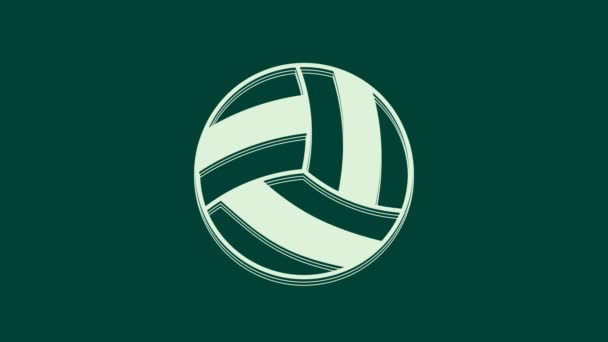 Белый Волейбольный Мяч Значок Изолирован Зеленом Фоне Спортивное Оборудование Видеографическая — стоковое видео
