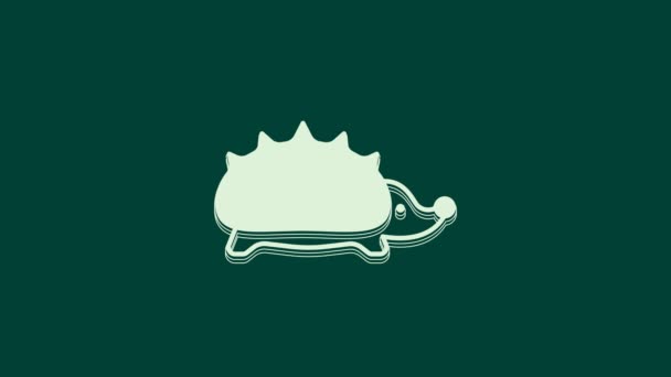 Icono Erizo Blanco Aislado Sobre Fondo Verde Símbolo Animal Animación — Vídeo de stock