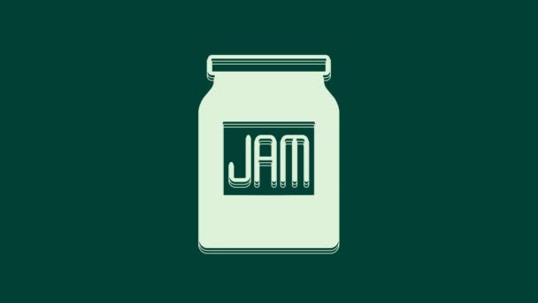 Witte Jam Pot Pictogram Geïsoleerd Groene Achtergrond Video Motion Grafische — Stockvideo