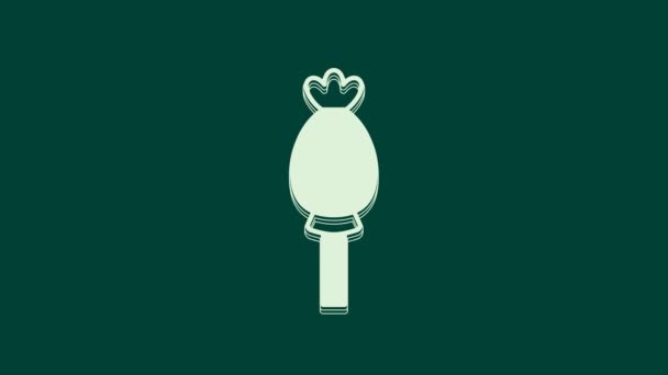 Піктограма Маку Білого Опіуму Ізольована Зеленому Тлі Голова Квітки Poppy — стокове відео