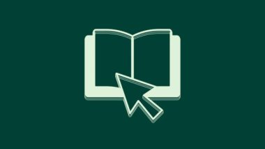 Çevrimiçi Beyaz Kitap simgesi yeşil arkaplanda izole edildi. İnternet eğitimi konsepti, e-öğrenme kaynakları, uzak online kurslar. 4K Video hareketli grafik canlandırması.