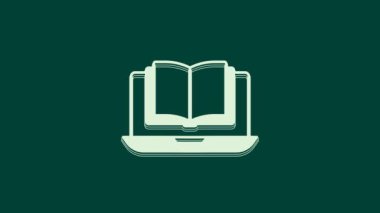 Beyaz Çevrimiçi sınıf simgesi yeşil arkaplanda izole edildi. Çevrimiçi eğitim kavramı. 4K Video hareketli grafik canlandırması.