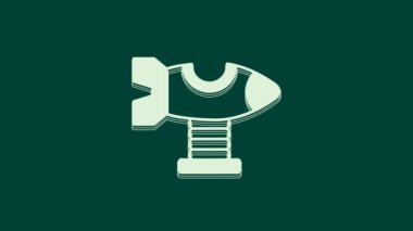 Beyaz Swing uçağı yeşil arka planda izole edilmiş oyun alanı simgesinde. Uçaklı atlıkarınca çocukları. Eğlence ikonu. 4K Video hareketli grafik canlandırması.