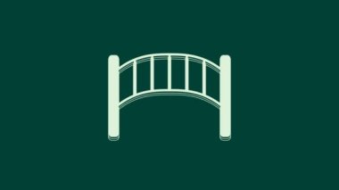 Beyaz çocuk parkı köprüsü ikonu yeşil arka planda izole edildi. 4K Video hareketli grafik canlandırması.
