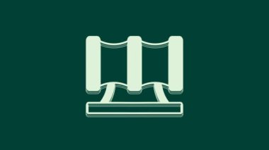 Beyaz Çocuk oyun alanı kaydırak borusu simgesi yeşil arka planda izole edildi. 4K Video hareketli grafik canlandırması.