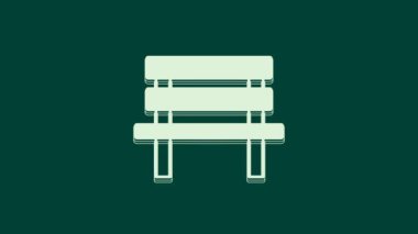 Beyaz Benç simgesi yeşil arkaplanda izole edildi. 4K Video hareketli grafik canlandırması.