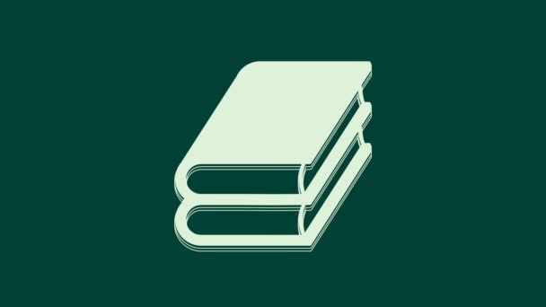 Иконка Белой Книги Выделена Зеленом Фоне Видеографическая Анимация — стоковое видео