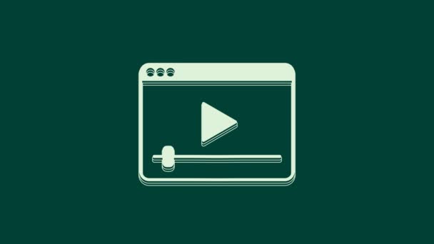 White Online Reproduzir Ícone Vídeo Isolado Fundo Verde Tira Filme — Vídeo de Stock