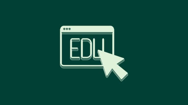 Fehér Online Oktatás Érettségi Ikon Elszigetelt Zöld Háttérrel Online Tanár — Stock videók