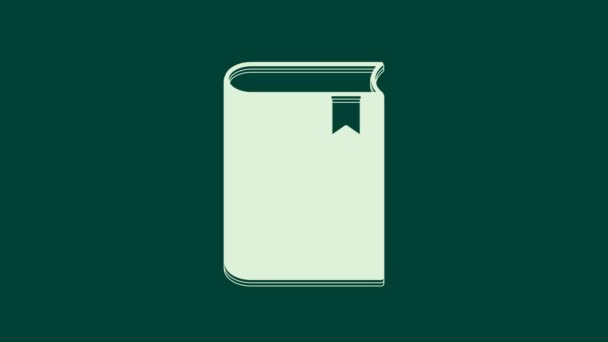 Иконка Белой Книги Выделена Зеленом Фоне Видеографическая Анимация — стоковое видео