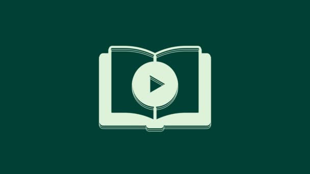 Weißes Hörbuch Symbol Isoliert Auf Grünem Hintergrund Play Taste Und — Stockvideo