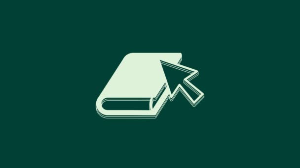 Biała Ikona Książki Online Izolowana Zielonym Tle Koncepcja Edukacji Internetowej — Wideo stockowe