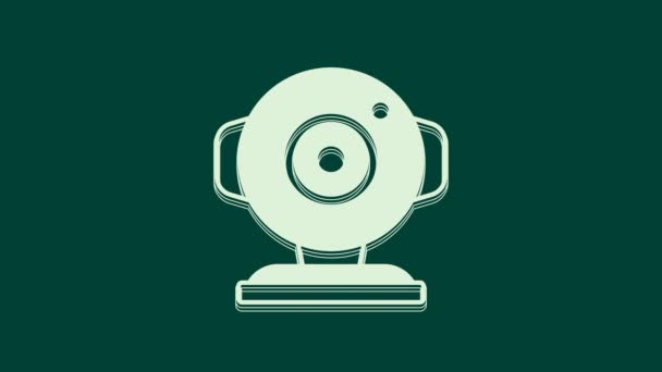 Белый Значок Веб Камеры Выделен Зеленом Фоне Камера Чата Значок — стоковое видео