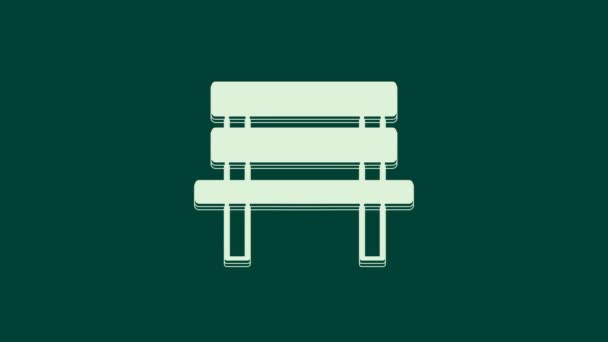 White Bench Icon Isolated Green Background Video Motion Graphic Animation — Stock Video