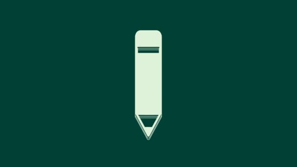 Lápis Branco Com Ícone Borracha Isolado Fundo Verde Ferramentas Desenho — Vídeo de Stock