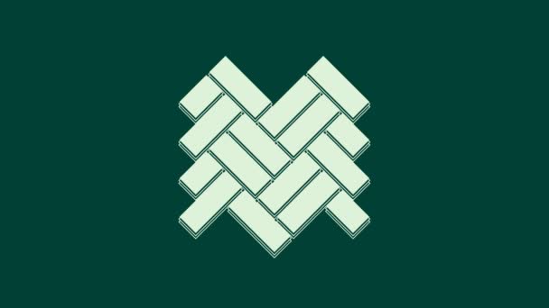 White Parquet Icon Isolated Green Background Video Motion Graphic Animation — Stock Video