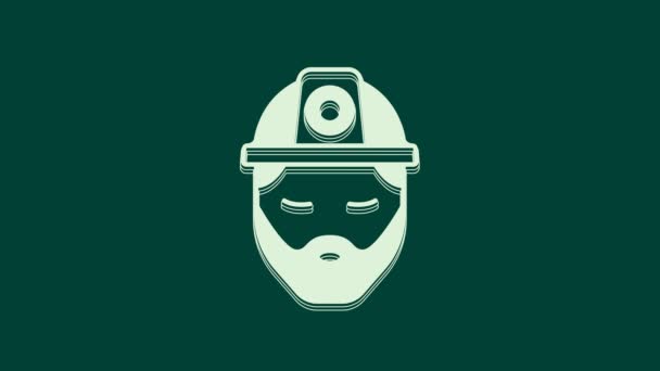 Ícone Construtor Branco Isolado Fundo Verde Trabalhador Construção Animação Gráfica — Vídeo de Stock