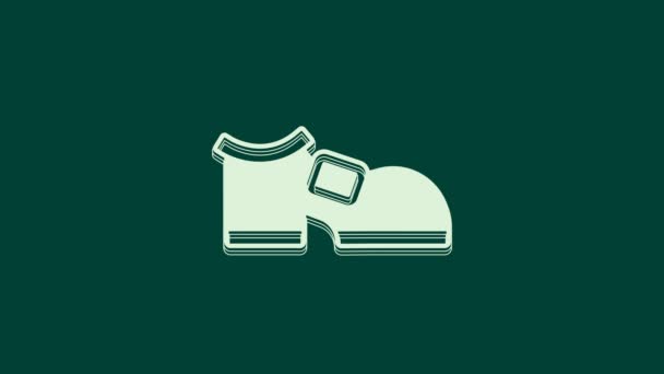 White Leprechaun Boot Ikona Izolované Zeleném Pozadí Šťastný Den Svatého — Stock video