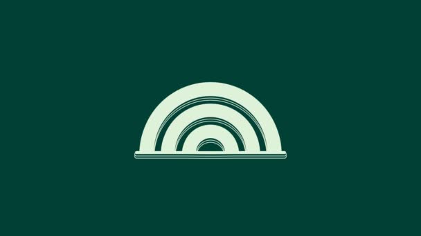 Ícone Arco Íris Branco Isolado Fundo Verde Feliz Dia São — Vídeo de Stock