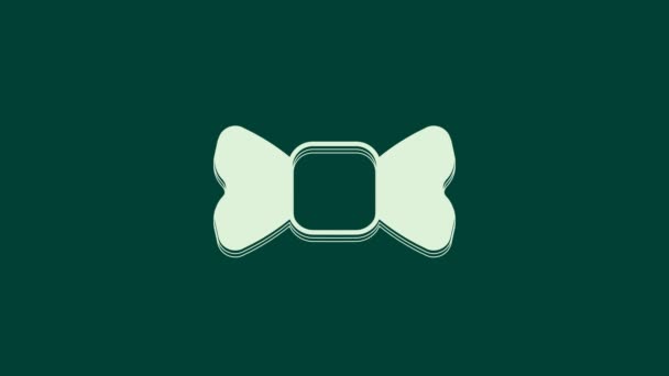 Ikona Krawata White Bow Izolowana Zielonym Tle Animacja Graficzna Ruchu — Wideo stockowe