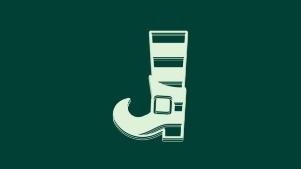 Белый Значок Ботинка Лепса Выделен Зеленом Фоне Днем Святого Патрика — стоковое видео