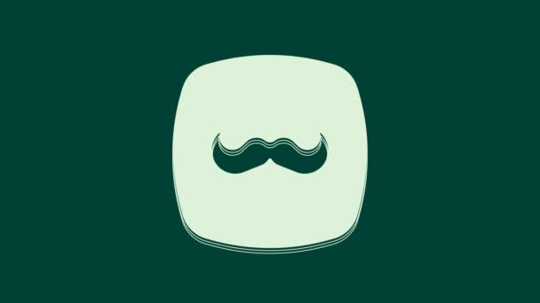 Weißes Schnurrbart Symbol Isoliert Auf Grünem Hintergrund Barbershop Symbol Gesichtsfrisur — Stockvideo