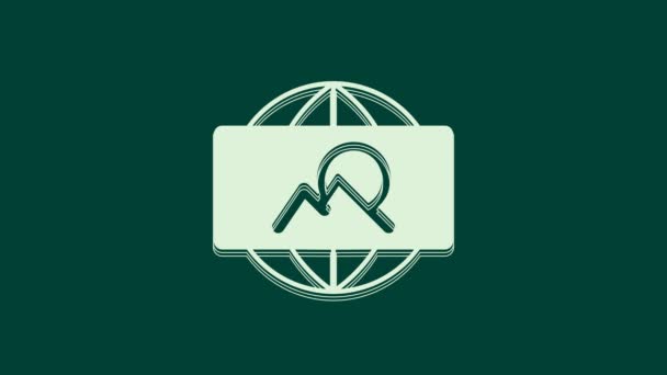 Weißes Weitwinkelbild Symbol Auf Grünem Hintergrund Panoramablick Video Motion Grafik — Stockvideo