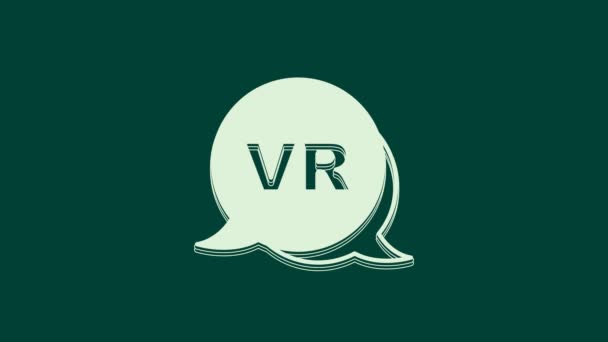 緑色の背景に隔離された白い仮想現実アイコン 未来的なVrヘッドアップディスプレイデザイン 4Kビデオモーショングラフィックアニメーション — ストック動画