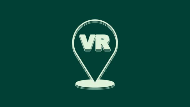 白色虚拟现实图标隔离在绿色背景 面向未来的Vr正面显示设计 4K视频运动图形动画 — 图库视频影像