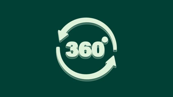 Biała Ikona 360 Stopni Widok Izolowany Zielonym Tle Wirtualna Rzeczywistość — Wideo stockowe