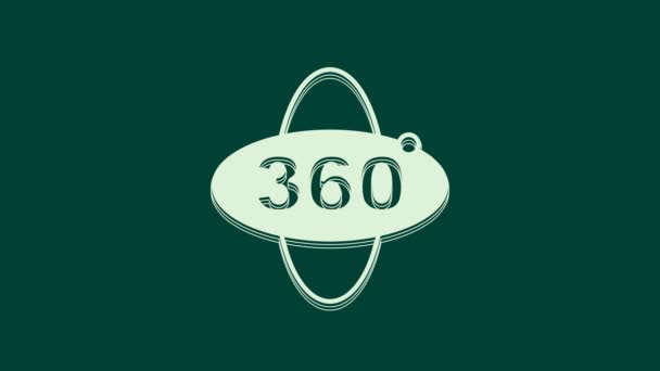 Biała Ikona 360 Stopni Widok Izolowany Zielonym Tle Wirtualna Rzeczywistość — Wideo stockowe