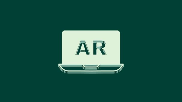 Vit Augmented Reality Ikon Isolerad Grön Bakgrund Virtuella Futuristiska Bärbara — Stockvideo