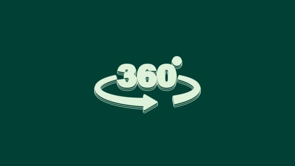 Yeşil Arkaplanda Beyaz 360 Derecelik Görüntü Simgesi Izole Edildi Sanal — Stok video