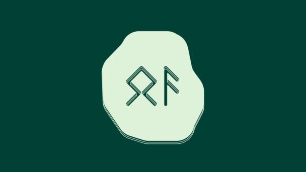 White Magic Runen Symbol Isoliert Auf Grünem Hintergrund Video Motion — Stockvideo
