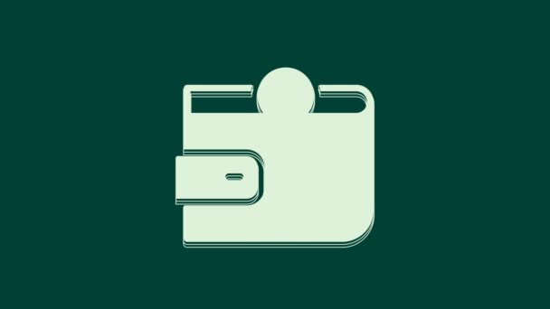 Ikona Bílá Úschovna Izolována Zeleném Pozadí Ikona Kabelky Symbol Peněžních — Stock video