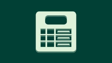 Beyaz Tren İstasyonu simgesi yeşil arkaplanda izole edildi. Mekanik skor tabelası. Trendeki billboarddaki uçuş bilgileri. 4K Video hareketli grafik canlandırması.