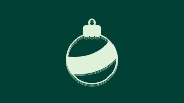 Yeşil arka planda beyaz Noel balosu ikonu izole edildi. Mutlu Noeller ve mutlu yıllar. 4K Video hareketli grafik canlandırması.